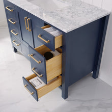Load image into Gallery viewer, Vinnova Shannon 48&quot; Single Vanity in Royal Blue and Composite Carrara White Stone Countertop Without Mirror- Vinnova