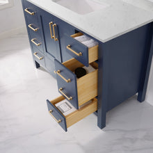 Load image into Gallery viewer, Vinnova Shannon 48&quot; Single Vanity in Royal Blue and Composite Carrara White Stone Countertop With Mirror- Vinnova