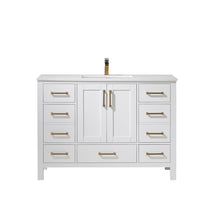 Load image into Gallery viewer, Vinnova Shannon 48&quot; Single Vanity in White and Composite Carrara White Stone Countertop Without Mirror- Vinnova