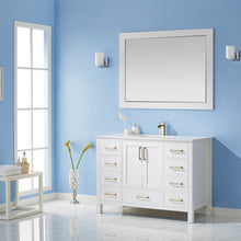 Load image into Gallery viewer, Vinnova Shannon 48&quot; Single Vanity in White and Composite Carrara White Stone Countertop Without Mirror- Vinnova