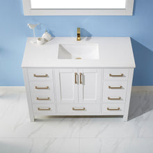 Load image into Gallery viewer, Vinnova Shannon 48&quot; Single Vanity in White and Composite Carrara White Stone Countertop Without Mirror- Vinnova