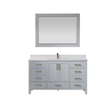 Load image into Gallery viewer, Vinnova Shannon 60&quot; Single Vanity in Paris Grey and Composite Carrara White Stone Countertop With Mirror- Vinnova