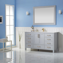 Load image into Gallery viewer, Vinnova Shannon 60&quot; Single Vanity in Paris Grey and Composite Carrara White Stone Countertop Without Mirror- Vinnova