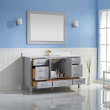 Load image into Gallery viewer, Vinnova Shannon 60&quot; Single Vanity in Paris Grey and Composite Carrara White Stone Countertop With Mirror- Vinnova