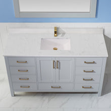 Load image into Gallery viewer, Vinnova Shannon 60&quot; Single Vanity in Paris Grey and Composite Carrara White Stone Countertop With Mirror- Vinnova