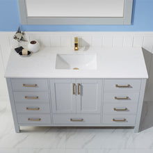 Load image into Gallery viewer, Vinnova Shannon 60&quot; Single Vanity in Paris Grey and Composite Carrara White Stone Countertop Without Mirror- Vinnova