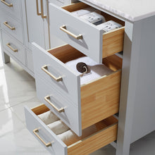 Load image into Gallery viewer, Vinnova Shannon 60&quot; Single Vanity in Paris Grey and Composite Carrara White Stone Countertop With Mirror- Vinnova