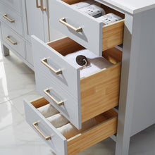 Load image into Gallery viewer, Vinnova Shannon 60&quot; Single Vanity in Paris Grey and Composite Carrara White Stone Countertop Without Mirror- Vinnova