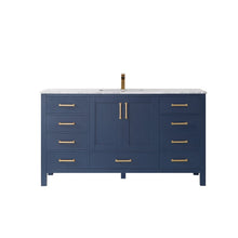 Load image into Gallery viewer, Vinnova Shannon 60&quot; Single Vanity in Royal Blue and Composite Carrara White Stone Countertop Without Mirror- Vinnova