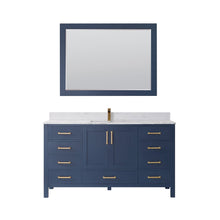 Load image into Gallery viewer, Vinnova Shannon 60&quot; Single Vanity in Royal Blue and Composite Carrara White Stone Countertop With Mirror- Vinnova