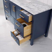 Load image into Gallery viewer, Vinnova Shannon 60&quot; Single Vanity in Royal Blue and Composite Carrara White Stone Countertop Without Mirror- Vinnova