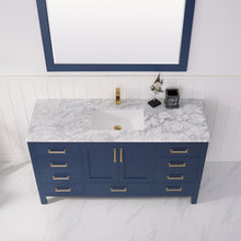 Load image into Gallery viewer, Vinnova Shannon 60&quot; Single Vanity in Royal Blue and Composite Carrara White Stone Countertop Without Mirror- Vinnova