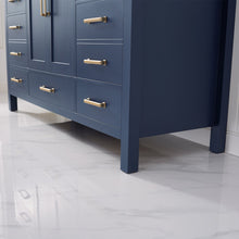 Load image into Gallery viewer, Vinnova Shannon 60&quot; Single Vanity in Royal Blue and Composite Carrara White Stone Countertop With Mirror- Vinnova