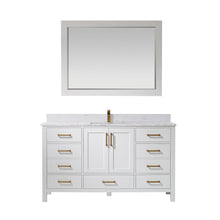 Load image into Gallery viewer, Vinnova Shannon 60&quot; Single Vanity in White and Composite Carrara White Stone Countertop With Mirror- Vinnova