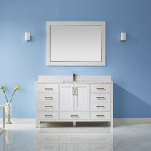 Load image into Gallery viewer, Vinnova Shannon 60&quot; Single Vanity in White and Composite Carrara White Stone Countertop With Mirror- Vinnova