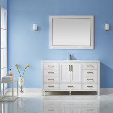 Load image into Gallery viewer, Vinnova Shannon 60&quot; Single Vanity in White and Composite Carrara White Stone Countertop Without Mirror- Vinnova