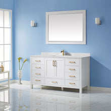 Load image into Gallery viewer, Vinnova Shannon 60&quot; Single Vanity in White and Composite Carrara White Stone Countertop With Mirror- Vinnova