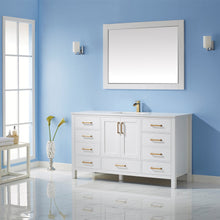 Load image into Gallery viewer, Vinnova Shannon 60&quot; Single Vanity in White and Composite Carrara White Stone Countertop Without Mirror- Vinnova