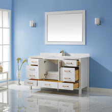 Load image into Gallery viewer, Vinnova Shannon 60&quot; Single Vanity in White and Composite Carrara White Stone Countertop With Mirror- Vinnova