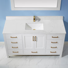 Load image into Gallery viewer, Vinnova Shannon 60&quot; Single Vanity in White and Composite Carrara White Stone Countertop With Mirror- Vinnova