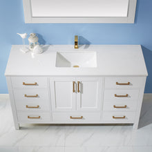 Load image into Gallery viewer, Vinnova Shannon 60&quot; Single Vanity in White and Composite Carrara White Stone Countertop Without Mirror- Vinnova