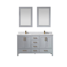 Load image into Gallery viewer, Vinnova Shannon 60&quot; Double Vanity in Paris Grey and Composite Carrara White Stone Countertop With Mirror- Vinnova