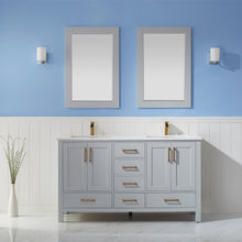 Load image into Gallery viewer, Vinnova Shannon 60&quot; Double Vanity in Paris Grey and Composite Carrara White Stone Countertop Without Mirror- Vinnova