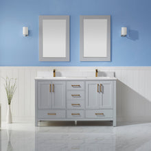 Load image into Gallery viewer, Vinnova Shannon 60&quot; Double Vanity in Paris Grey and Composite Carrara White Stone Countertop With Mirror- Vinnova