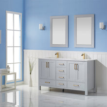 Load image into Gallery viewer, Vinnova Shannon 60&quot; Double Vanity in Paris Grey and Composite Carrara White Stone Countertop Without Mirror- Vinnova