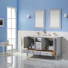 Load image into Gallery viewer, Vinnova Shannon 60&quot; Double Vanity in Paris Grey and Composite Carrara White Stone Countertop Without Mirror- Vinnova