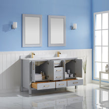 Load image into Gallery viewer, Vinnova Shannon 60&quot; Double Vanity in Paris Grey and Composite Carrara White Stone Countertop With Mirror- Vinnova