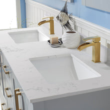 Load image into Gallery viewer, Vinnova Shannon 60&quot; Double Vanity in Paris Grey and Composite Carrara White Stone Countertop With Mirror- Vinnova