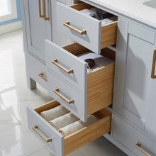 Load image into Gallery viewer, Vinnova Shannon 60&quot; Double Vanity in Paris Grey and Composite Carrara White Stone Countertop With Mirror- Vinnova