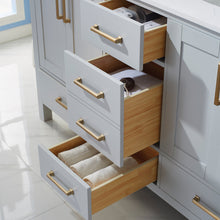 Load image into Gallery viewer, Vinnova Shannon 60&quot; Double Vanity in Paris Grey and Composite Carrara White Stone Countertop Without Mirror- Vinnova