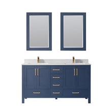 Load image into Gallery viewer, Vinnova Shannon 60&quot; Double Vanity in Royal Blue and Composite Carrara White Stone Countertop With Mirror- Vinnova