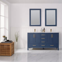 Load image into Gallery viewer, Vinnova Shannon 60&quot; Double Vanity in Royal Blue and Composite Carrara White Stone Countertop Without Mirror- Vinnova