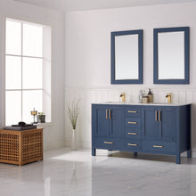 Load image into Gallery viewer, Vinnova Shannon 60&quot; Double Vanity in Royal Blue and Composite Carrara White Stone Countertop Without Mirror- Vinnova