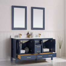 Load image into Gallery viewer, Vinnova Shannon 60&quot; Double Vanity in Royal Blue and Composite Carrara White Stone Countertop With Mirror- Vinnova