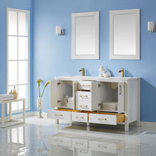 Load image into Gallery viewer, Vinnova Shannon 60&quot; Double Vanity in White and Composite Carrara White Stone Countertop Without Mirror- Vinnova