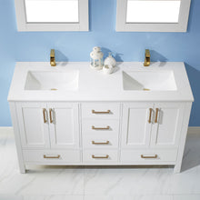 Load image into Gallery viewer, Vinnova Shannon 60&quot; Double Vanity in White and Composite Carrara White Stone Countertop Without Mirror- Vinnova