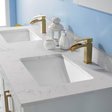 Load image into Gallery viewer, Vinnova Shannon 60&quot; Double Vanity in White and Composite Carrara White Stone Countertop With Mirror- Vinnova