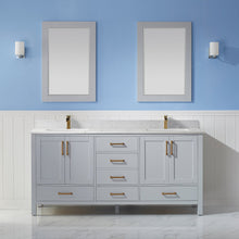 Load image into Gallery viewer, Vinnova Shannon 72&quot; Double Vanity in Paris Grey and Composite Carrara White Stone Countertop With Mirror- Vinnova
