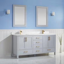 Load image into Gallery viewer, Vinnova Shannon 72&quot; Double Vanity in Paris Grey and Composite Carrara White Stone Countertop With Mirror- Vinnova