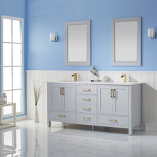 Load image into Gallery viewer, Vinnova Shannon 72&quot; Double Vanity in Paris Grey and Composite Carrara White Stone Countertop Without Mirror- Vinnova