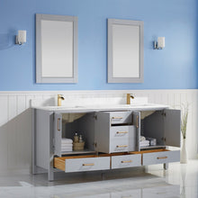 Load image into Gallery viewer, Vinnova Shannon 72&quot; Double Vanity in Paris Grey and Composite Carrara White Stone Countertop With Mirror- Vinnova