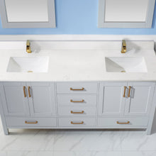 Load image into Gallery viewer, Vinnova Shannon 72&quot; Double Vanity in Paris Grey and Composite Carrara White Stone Countertop With Mirror- Vinnova