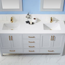 Load image into Gallery viewer, Vinnova Shannon 72&quot; Double Vanity in Paris Grey and Composite Carrara White Stone Countertop Without Mirror- Vinnova