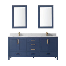 Load image into Gallery viewer, Vinnova Shannon 72&quot; Double Vanity in Royal Blue and Composite Carrara White Stone Countertop With Mirror- Vinnova