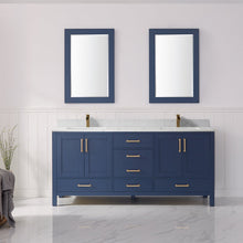 Load image into Gallery viewer, Vinnova Shannon 72&quot; Double Vanity in Royal Blue and Composite Carrara White Stone Countertop With Mirror- Vinnova