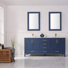 Load image into Gallery viewer, Vinnova Shannon 72&quot; Double Vanity in Royal Blue and Composite Carrara White Stone Countertop Without Mirror- Vinnova